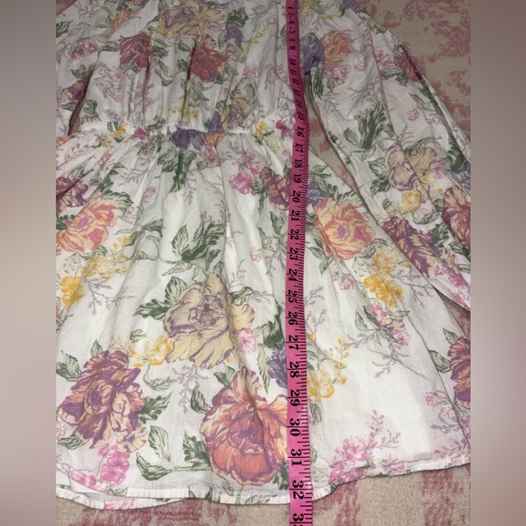 Divided H&M Floral Open Back Long Sleeve Mini Cotton Dress Women’s S - Picture 2 of 14
